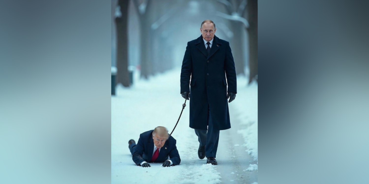 Шенеунік Путиннің Трампты қарғыбаумен жетектеп жүрген суретін жариялады